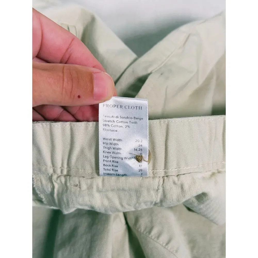Proper Cloth Mens Chino Shorts Cotton Size 36 Khaki Beige Golf Preppy Stretch